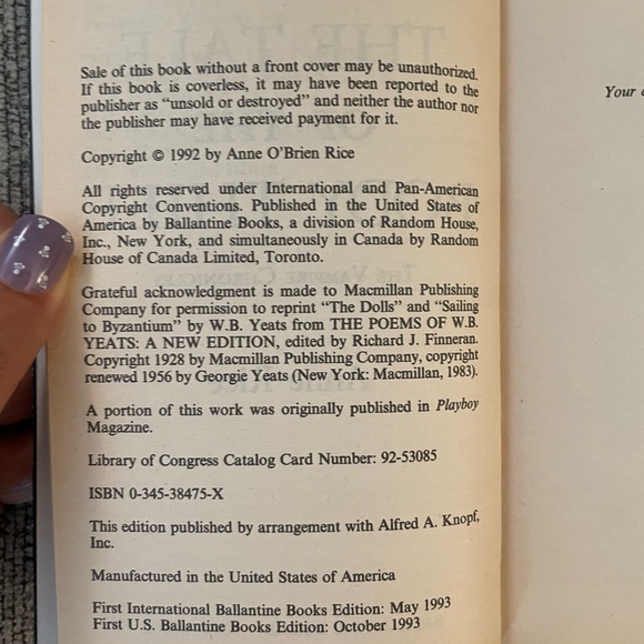 The Tale of the Body Thief by Anne Rice Paperback Book - Picture 7 of 7